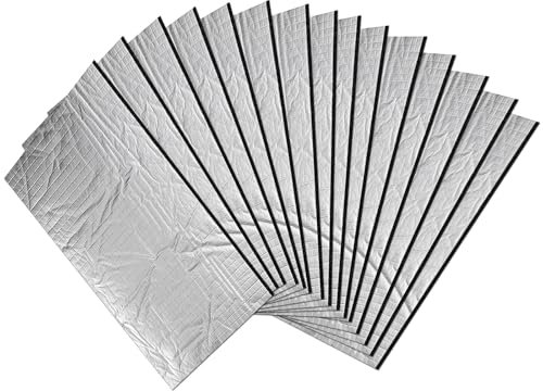 15 pannelli isolanti in alluminio butilico, 250 x 180 x 5 mm, 0,68 m², isolamento per auto, isolamento acustico e antivibrazione