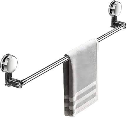 Porte Serviette d'angle Réglable, Barre Porte Serviette Gain De Place pour Salle De Bain Ou Cuisine, Porte Serviette Télescopique avec Ventouses Puissantes(Noir,65-130cm)