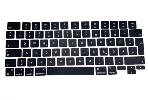 Pardarsey Teclas de teclado de repuesto QWERTZ alemanas para MacBook Pro/Max (A2442/A2779/A2992/A2485/A2780/A2991/A2918/A2681/A3113/A2941/A3114)