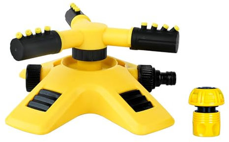 Automatic Garden Sprinkler 360° Rotating Lawn Sprayer with 3 Adjustable Arms, ABS Water Sprinkler Hose Attachment for Irrigation (Sprinkler + 2 cm Connector)