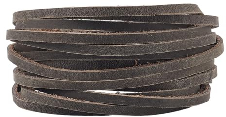 GORGECRAFT 5 m platt äkta läderband 4 mm brett galen häst läderremsor 2 mm tjockt korrugerat koskinn grå flätad tråd rep för halsband armband smyckestillverkning skosnören gör-det-själv hantverk