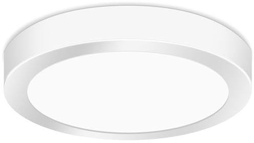 Linqzxz Lámpara LED empotrada redonda de 24W (equiv. 230W), luz blanca fría 6500K, diseño ultraplano de 1.26 pulgadas, ideal para sala, cocina y dormitorio.