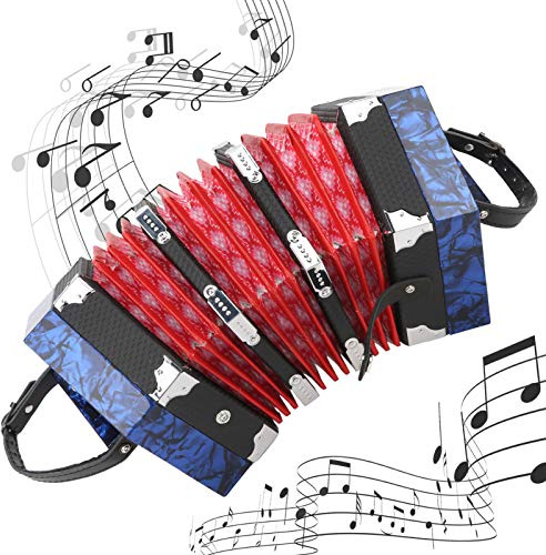 Concertina Akkordeon, Kleines Tragbares Musikinstrument, Rot, Für Kinder und Erwachsene - Ergonomisch, Hochwertig, Inklusive Tragetasche für Einfachen Transport (Royal Blue)