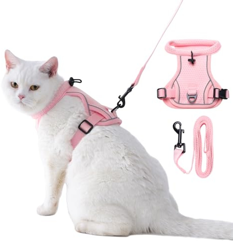 Dotoner Arnes para Gatos Antiescape con Correa 140cm, Chaleco Suave Reflectante para Caminar, Arnés Gato Ajustable de Malla Transpirable