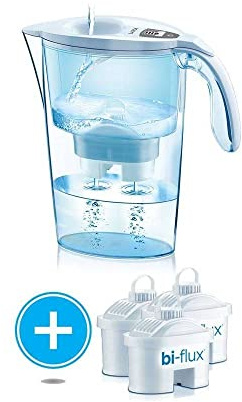 LAICA Jarra Filtrante Stream Line (2.3L, Blanca) + 3 Filtros bi-flux - Temporizador Digital, Diseño de Fácil Llenado, Sin BPA, Apta Lavavajillas - Conserva Minerales - Italia