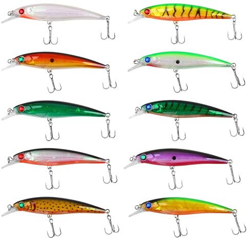 Fishing Lures Kit Crankbait Minnow Hard Bait Set Deep Diving Jerkbait Swimbait Popper Pencil Walleye Lures Artificial Fishing Bait for Bass Trout Redfish Saltwater Freshwater Fishing Lure