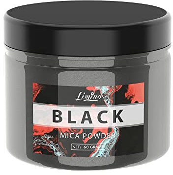 Epoxidharz Farbe - 60g Schwarz Metallic Mica Pulver Glitter Seifenfarbe Pigmentpulver für Epoxy Resin Farbe, Seifenherstellung - Natürliches Mica Powder Harz Farben für Epoxidharz, Lipgloss, Slime