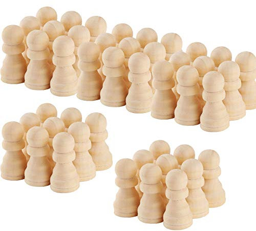 N|A Woohome 40 Stück Figuren Holzfiguren, Natürlich Unbemalt Holzschach, Holzfiguren Dekoration Kleine Holzfiguren zum DIY Holzfiguren, Kinder Bastelprojekte, Malen, Spiele