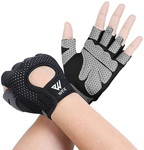 WESTWOOD FOX Fitness Handschuhe Atmungsaktive Trainingshandschuhe für Damen und Herren Gewichtheberhandschuhe Bodybuilding Gym Übung rutschfestes Crossfit Krafttraining (Schwarz, L)