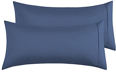 Funda de Almohada 100% Microfibra 50 x 90 cm, Juego de 2 Fundas Almohada Extra Suave Hipoalergénicas Transpirable Azul