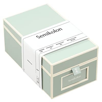 Semikolon 364116 Visitenkartenbox - alphabetisches Register - 10,5 x 18 x 8,3 cm - Business-Card-Box - moss pastell-grün