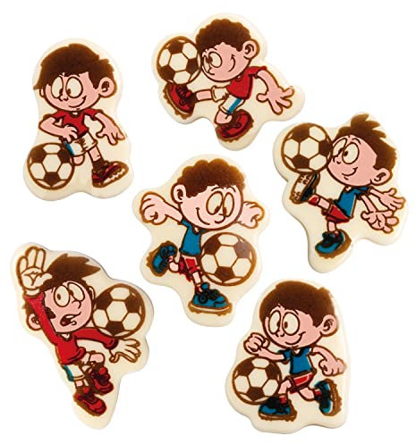 Günthart BackDecor 96 Schoko Fußballer aus weißer Schokolade kreative Schokoladenaufleger mit Fußballmotiven für Torten und Cupcakes
