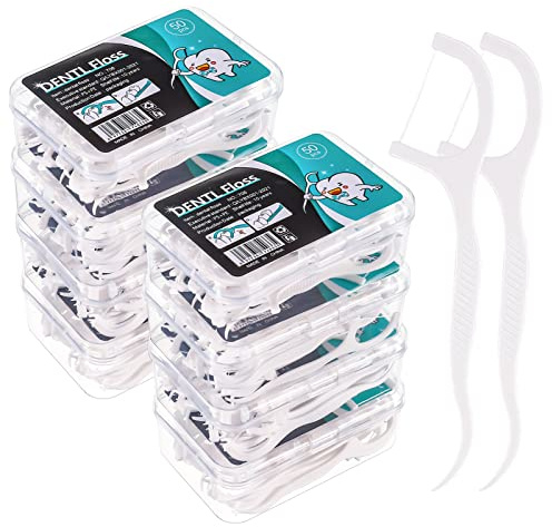 Heyu-Lotus 400 Pcs Dental Floss, Disposable Floss Sticks Dental, Teeth Cleaning Sticks, Toothpick with Portable Cases Interdental Floss Sticks