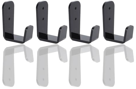 Jwthee 4PCS Hockey Stick Rack Wall Mount, Black Acrylic Stick Display Holder Organizer, Space Saving Wall Storage Hanger for Ice Hockey Sticks, Sports Room Decor for Home, Office, Bar