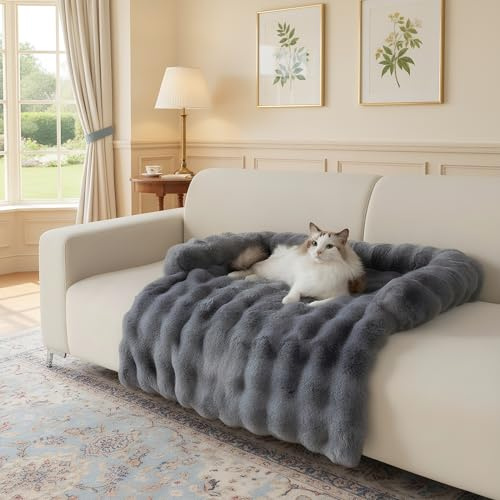 Coussins de canapé en Peluche épaisse Lapin pour canapé, Tapis de lit pour Chien, Couverture de canapé Lavable en Peluche pour Chien, protège-Meubles Tapis de canapé pour Chiens et Chats