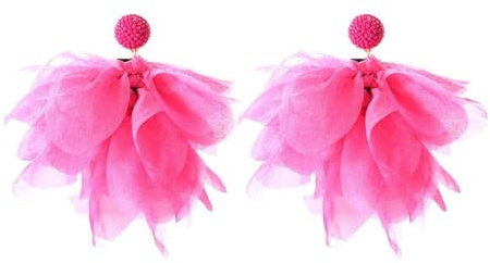 FDEETY Boucles D'oreilles Pétales Multicouches Pastel Fleur Cascade Bijoux Femme Élégants Accessoires Printemps Été