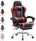 Sweetcrispy Gaming Stuhl,Ergonomischer Bürostuhl mit Fußstütze,Gamer PC Stühle mit Kopfstütze Lendenkissen,90-150° einstellbar Gaming Chair,Leder Drehbar Schreibtischstuhl Computerstuhl,Rot