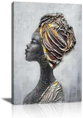 FajerminArt Africano Americano Mujer Marcos Con Modernos Cuadros Decoracion Abstracto Mujeres Negras Cuadro Láminas Animar a las Mujeres Lienzos Decorativos Hogar Para Comedor Salon Dormitorios 30X40