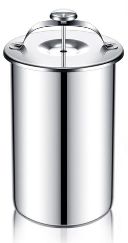 FUANA Pentola a pressione in acciaio inossidabile 304 con termometro integrato per salumi, carni fatte in casa, carne e hamburger vegetariani, argento, capacità 0,9 kg, asta per specchietto