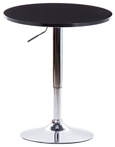 Justerbart svart runt bistro barbord – PVC-topp, robust stålbas, vridbar och justerbar höjd – perfekt för användning i kök, hemma, uteplats och café