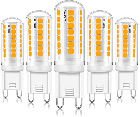 Yuiip dimbar G9-LED-lampa, 3 W motsvarar 40 W-, 33 W-, 28 W-halogenlampor, varmvit, 3 000 K, LED-lampa med G9-uttag, inget flimmer, inget stroboskop, 340 lm, AC 220–240 V, 5-pack