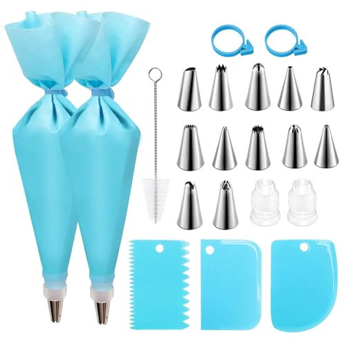 Spritspåse med munstycken, baktillbehör för tårtor tillbehör jul bakning tillbehör återanvändbar silikon spritspåse för perfekt och exakt dekoration bakskapelser