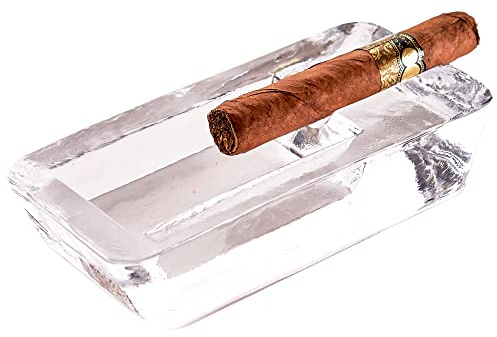 The Buybox Cigar Ashtray Big Ashtrays for Cigarettes Outdoors Large Heavy Glass for Patio/Outdoors/Cigars Ash Tray Large Giant Luxury Premium Cigarette Ashtrays for Outdoor (Rectangular)