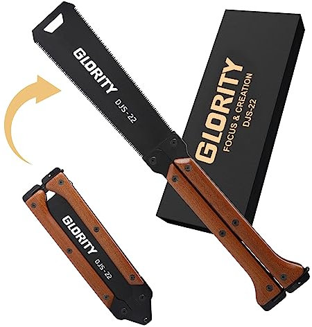 Sierra de mano, sierra de tracción plegable japonesa GLORITY de 8 pulgadas, doble filo de 13/14 TPI, sierra de madera con engranaje de molienda lateral 3, sierra de tracción con hoja SK5, DJS-22