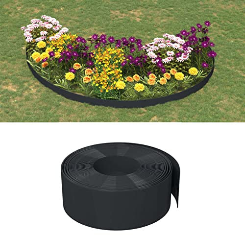 Tidyard 2 STK. Rasenkante Palisade Beetumrandung Beeteinfassung Gartenpalisade Raseneinfassung Beet Einfassung Zierzaun Schwarz 10 m 20 cm Polyethylen