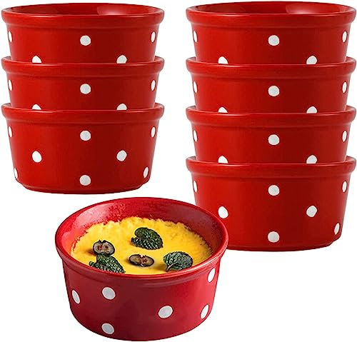 Soup Bowl,Rice Bowl,reakfast Bowl,Ramekins Set, 230ml, Creme Brulee Ramekins, Souffle Dish Oven Proof Dishes, Souffle Ramekins, Ramekins For Air Fryer-red-Set of 8 ( Color : Red , Size : Set of 8 )