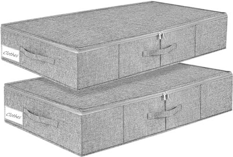 TAHAVICE Underbed Storage Boxes with Lids, 2 Pack Under Bed Storage Organiser for Clothes, Blankets, Duvets, Pillows, Bedding