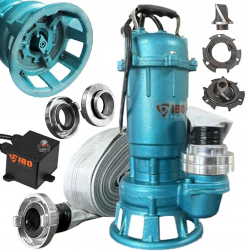1500W Submersible Dirty Water Pump Grinder Sewage Well Septic Flood Sewage Sump (1500W Pump & 50m White FIRE Hose)