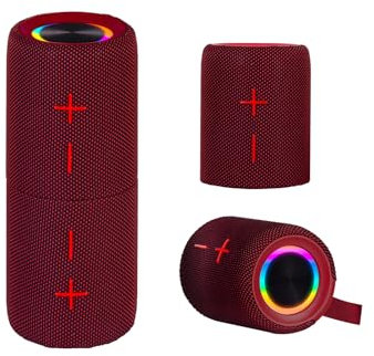 Trevi XR 8A44 DOUBLE Altoparlante Amplificato Portatile 10W x 2, Cassa Wireless Separabile in 2 Unità, Micro SD, AUX-IN, Audio Wireless 5.3, IPX5, Batteria Integrata, Rosso