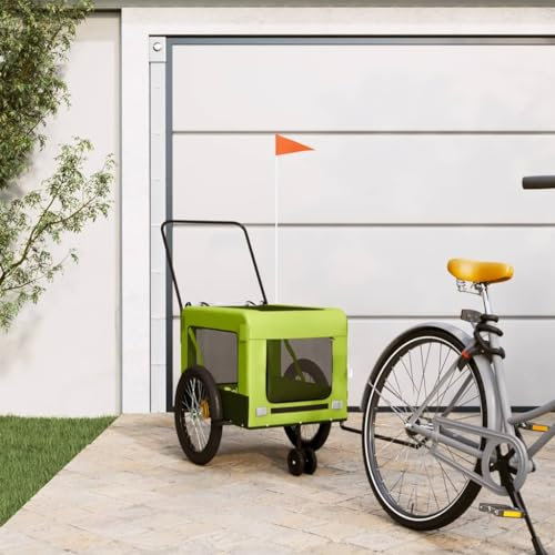 CIADAZ Pet Bike Trailer Green and Black Oxford Fabric and Iron, Dog Bike Trailer, Dog Pushchairs For Small Dogs, Bicycle Towing, Dog Stroller, Dog Disabled Scooter, Bicycle Trailer For Dogs93941