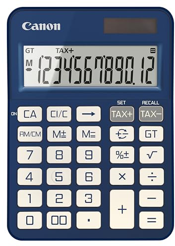 Canon KS-125KB-BL, calculadora científica, adecuada para la escuela y los negocios, batería de doble potencia, cálculos de impuestos y gran función total, gran pantalla vertical en ángulo