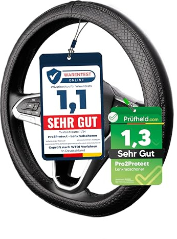 [ 2X Test SEHR GUT ] Pro2Protect Lenkradbezug Leder | Auto Zubehör Innenraum | Lenkradhüllen Grand Tour | Lenkradschoner PKW | Lenkrad Bezug Lenkradschutz | Autozubehör Geschenke für Frauen und Männer