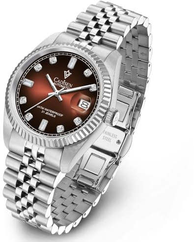CADISEN Automatik Uhr Herren Mechanische Automatikuhr Saphirglas Und Edelstahlarmband Uhr… (8240brown)