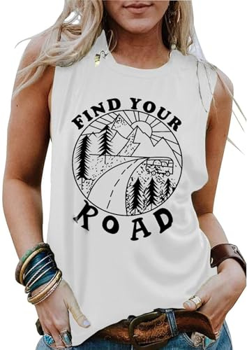 Cuptacc Damlinne 2025 sommar rund hals ledig ärmlös T-shirt sommartopp dam mönster, M