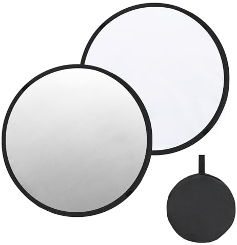 PATIKIL 43/110cm Riflettore Per Fotografia, 2 In 1 Riflettore Pieghevole Con Borsa Multi-Disco Diffusore Di Luce Per Studio Esterno, Argento/Bianco