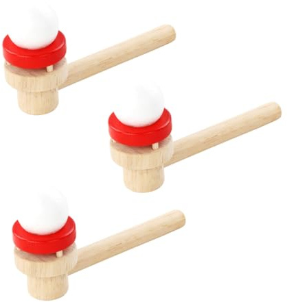 HONITANO Wooden Floating Ball Blowing Playthings for Boys and Girls and Parents, Outdoor Cognitive Toy Set 3pcs, Funny Blowing Balls for Boy Girl Family Interaction