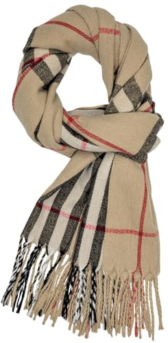 Chalier Fashion Bufanda de Invierno Hombre Térmica a Cuadros Bufanda Moda Clásica con Borla Larga para Hombre y Mujere