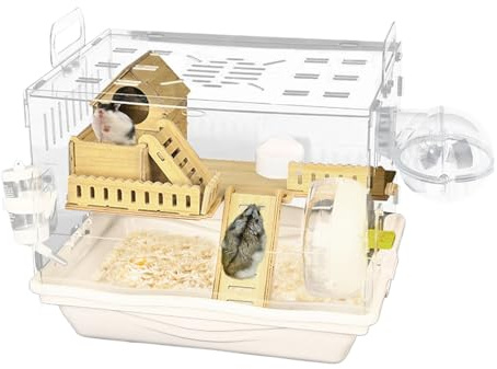 Osservazione PET Cage trasparente,37x30x28cm Habitat di criceto chiaro,legno Habitat trasparente per piccoli animali domestici,accessori traspiranti per la casa di,per la casa per le famiglie