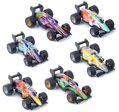 YUYWWAN Zurückziehen Spielzeugautos, Mini Pull Back Autos Set, Bunt Kleine Pull-Back Rennfahrzeuge, Interessant Rückziehfunktion Spielzeug für Kleinkinder Mädchen Jungen Geburtstag Party Geschenk (6)