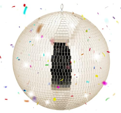 Relaxdays Palla da Discoteca a Specchio Ø 50 cm per Feste con Occhiello Brillante