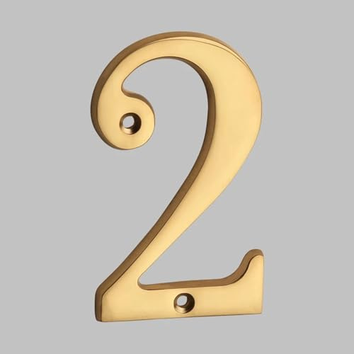 Número casa latón 4 pulgadas (101 mm), números modernos metal dorado con tornillo, para placa dirección exterior, placa buzón, jardín, apartamento, exterior la casa, habitación delantera(2)