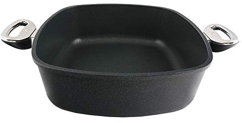 BAF Viereck-Bräter Aluguss 28 x 28cm mit Glas-Deckel, Induktion, hoher Rand, backofenfest bis 260°C, Gigant Newline, Made in Germany