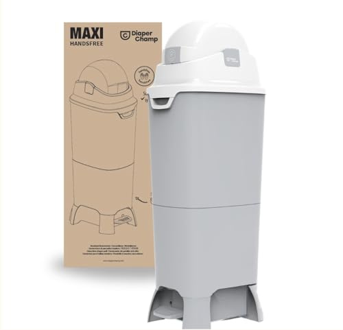 DIAPER CHAMP Handsfree Maxi - Poubelle à couches - mains libres - Grande capacité 60 couches - anti-odeur - Usage professionnel – crèches, micro-crèches, assistantes maternelles et hôpitaux
