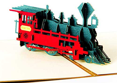 DEESOSPRO® 3D Pop Up [Carte d'anniversaire] [Carte de Voeux] [Carte d'anniversaire] [Carte de Graduation] avec Motif Créatif en Papier Découpé, Cadeau pour Anniversaire, Noël, Fête des Pères (Train)
