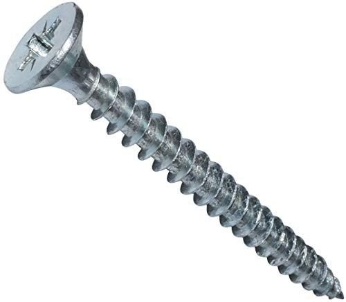 AERZETIX – Set med 100 – träskruv – Ø6 x 60 mm – Galvaniserat stål – metall – räfflat huvud – Pozidriv Cruciform fotavtryck – silverfärg – C44844