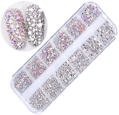 1400 Pièces Pierres Précieuses Adhésif Strass Cristal Autocollants, Acrylique Coloré 3D Strass à Ongles Art Décorations Acrylique Diamant Bijoux Accessoire (G)